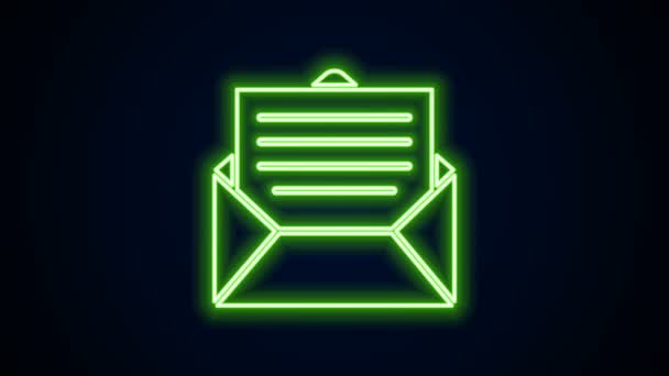 Glowing neon line Envelope icon isolated on black background. Email message letter symbol. 4K Video motion graphic animation — Stock Video