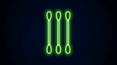 Siyah arkaplanda izole edilmiş kulak simgesi için parlayan neon hattı pamuk çubuğu. 4K Video hareketli grafik canlandırması