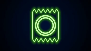 Siyah arka planda izole edilmiş güvenli seks ikonunda parlayan neon hattı prezervatifi. Güvenli aşk sembolü. Erkekler için doğum kontrol yöntemi. 4K Video hareketli grafik canlandırması