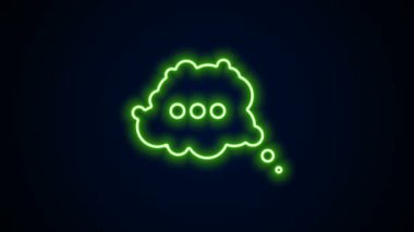 Parlayan neon hattı konuşma balonu sohbet simgesi siyah arkaplanda izole edildi. İleti simgesi. İletişim ya da yorum sohbet sembolü. 4K Video hareketli grafik canlandırması