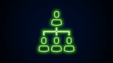 Parlayan neon hattı İş hiyerarşisi organogram grafik bilgi simgesi siyah arkaplanda izole edildi. Kurumsal yapı grafik elementleri. 4K Video hareketli grafik canlandırması