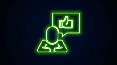Siyah arkaplanda izole edilmiş bir simge gibi parlayan neon çizgisi. 4K Video hareketli grafik canlandırması