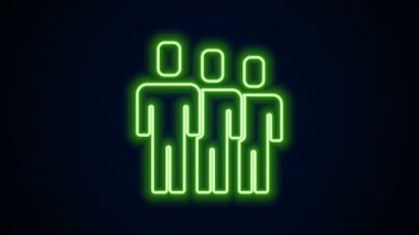 Parlayan neon hattı kullanıcı grubu simgesi siyah arkaplanda izole edildi. Bir grup insan ikonu. İş simgesi - kullanıcı profili simgesi. 4K Video hareketli grafik canlandırması