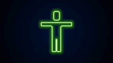 Parlayan neon hattı kafa avlama ikonu siyah arka planda izole edildi. İş hedefi ya da İstihdam tabelası. İş için insan kaynakları ve adam toplama. 4K Video hareketli grafik canlandırması