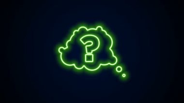 Parlayan neon çizgisi Soru işareti simgesi siyah arkaplanda izole edildi. SSS işareti. Dosyaları kopyala, konuşma balonu ve grafiğini çıkar. 4K Video hareketli grafik canlandırması