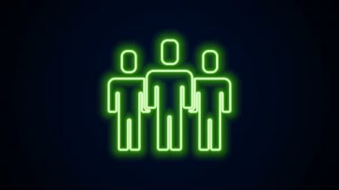 Parlayan neon hattı kullanıcı grubu simgesi siyah arkaplanda izole edildi. Bir grup insan ikonu. İş simgesi - kullanıcı profili simgesi. 4K Video hareketli grafik canlandırması