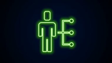 Parlayan neon hattı iş elbisesi giymiş adam kullanıcısı siyah arkaplanda izole edildi. İş simgesi kullanıcı profili simgesi simgesi. Erkek kullanıcı işareti. 4K Video hareketli grafik canlandırması