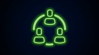 Parlayan neon hattı Proje taban simgesi siyah arkaplanda izole edildi. İş analizi ve planlama, danışmanlık, takım çalışması, proje yönetimi. 4K Video hareketli grafik canlandırması