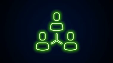 Parlayan neon hattı Proje taban simgesi siyah arkaplanda izole edildi. İş analizi ve planlama, danışmanlık, takım çalışması, proje yönetimi. 4K Video hareketli grafik canlandırması