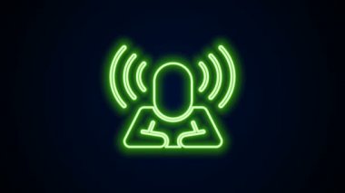 Parlayan neon hattı kafa avlama ikonu siyah arka planda izole edildi. İş hedefi ya da İstihdam tabelası. İş için insan kaynakları ve adam toplama. 4K Video hareketli grafik canlandırması