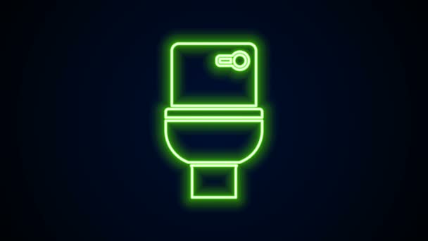Świecąca neonowa linia Toaleta miska ikona izolowana na czarnym tle. 4K Animacja graficzna ruchu wideo — Wideo stockowe