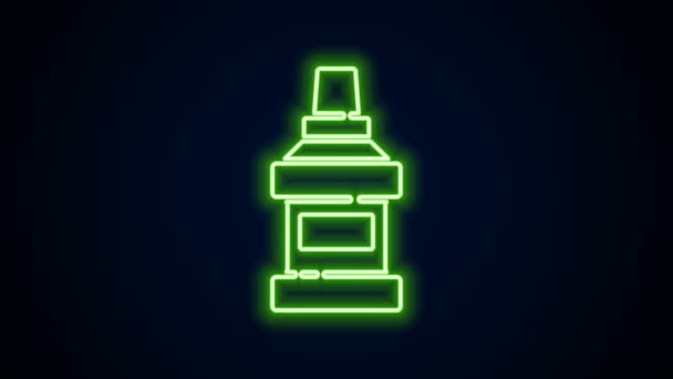 Świecące neon linii Mouthwash plastikowej ikony butelki izolowane na czarnym tle. Płyn do płukania ust. Sprzęt do pielęgnacji jamy ustnej. 4K Animacja graficzna ruchu wideo — Wideo stockowe