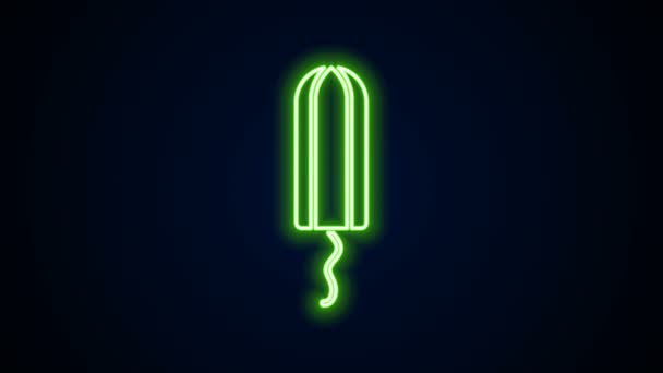 Gloeiende neon lijn Menstruatie en sanitaire tampon pictogram geïsoleerd op zwarte achtergrond. Vrouwelijke hygiëne product. 4K Video motion grafische animatie — Stockvideo