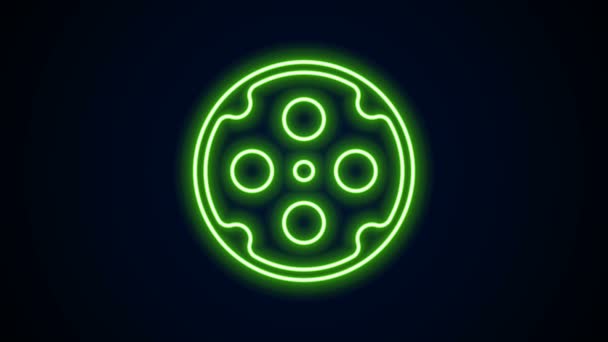 Glödande neon line Revolver cylinder ikon isolerad på svart bakgrund. 4K Video motion grafisk animation — Stockvideo
