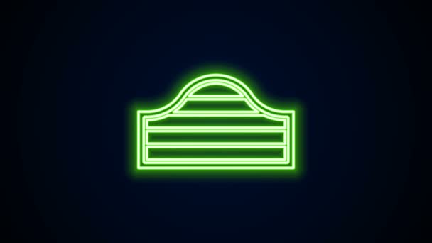 Linha de néon brilhante ícone da porta do salão de baloiço ocidental velho isolado no fundo preto. Animação gráfica em movimento de vídeo 4K — Vídeo de Stock