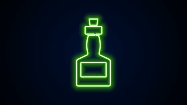 Glowing neon line Tabasco sauce icon isolated on black background. Chili cayenne spicy pepper sauce. 4K Video motion graphic animation — Stock Video
