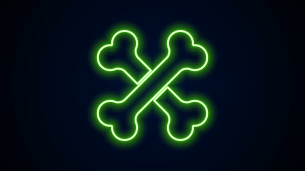 Glödande neon line Korsade mänskliga ben ikon isolerad på svart bakgrund. 4K Video motion grafisk animation — Stockvideo