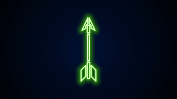 Linha de néon brilhante Ícone de setas cruzadas isolado no fundo preto. Animação gráfica em movimento de vídeo 4K — Vídeo de Stock