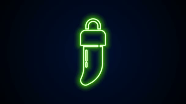 Leuchtende Neon-Linie Indianer-Zahnsymbol isoliert auf schwarzem Hintergrund. Halskette mit Zahn. 4K Video Motion Grafik Animation — Stockvideo