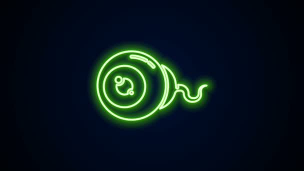 Glödande neon linje Eye ikonen isolerad på svart bakgrund. Glad halloweenfest. 4K Video motion grafisk animation — Stockvideo