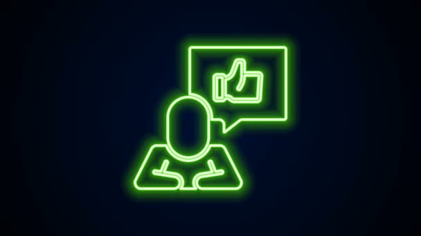 Glödande neon line Hand som ikon isolerad på svart bakgrund. 4K Video motion grafisk animation — Stockvideo