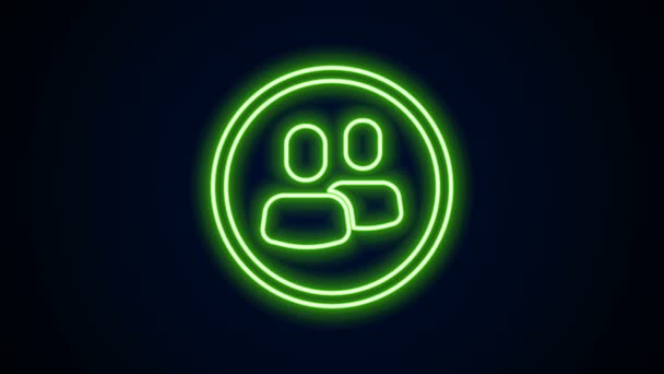 Glödande neon linje Projekt team bas ikon isolerad på svart bakgrund. Affärsanalys och planering, konsultverksamhet, teamarbete, projektledning. 4K Video motion grafisk animation — Stockvideo
