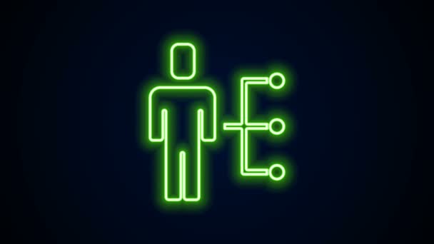 Glödande neon line Användaren av man i kostym ikon isolerad på svart bakgrund. Business avatar symbol användarprofil ikon. Manlig användarskylt. 4K Video motion grafisk animation — Stockvideo