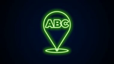 Parlayan neon çizgisi alfabe simgesi siyah arkaplanda izole edildi. 4K Video hareketli grafik canlandırması
