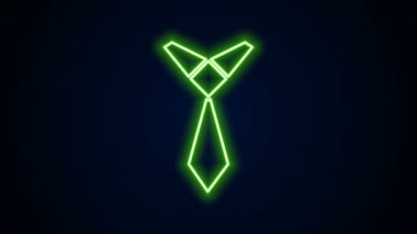 Parlayan neon hattı simgesi siyah arkaplanda izole edildi. Boyunbağı ve boyun bezi sembolü. 4K Video hareketli grafik canlandırması