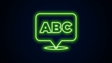 Parlayan neon çizgisi alfabe simgesi siyah arkaplanda izole edildi. 4K Video hareketli grafik canlandırması