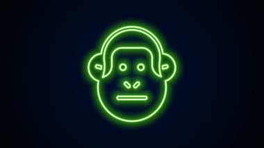 Parlayan neon çizgisi simgesi siyah arkaplanda izole edildi. Hayvan sembolü. 4K Video hareketli grafik canlandırması