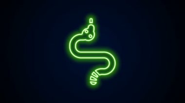 Parlayan neon hattı Yılan simgesi siyah arkaplanda izole edildi. 4K Video hareketli grafik canlandırması