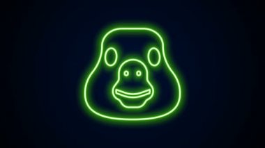 Parlayan neon hattı Kaz Kuşu simgesi siyah arkaplanda izole edildi. Hayvan sembolü. 4K Video hareketli grafik canlandırması