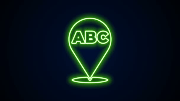 Parlayan neon çizgisi alfabe simgesi siyah arkaplanda izole edildi. 4K Video hareketli grafik canlandırması — Stok video