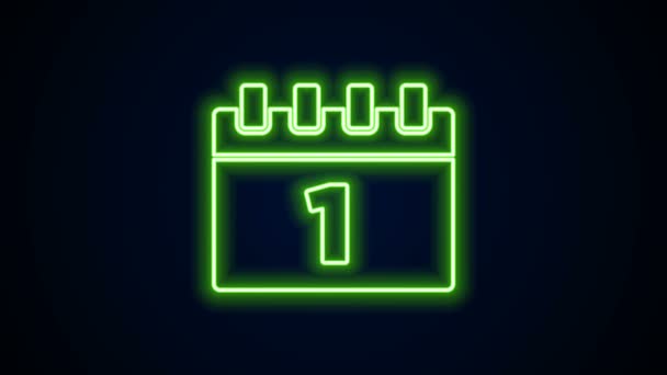 Świecący neon linii Kalendarz z ikoną daty pierwszego września izolowane na czarnym tle. 1 września. Data i godzina, dzień, miesiąc. Wakacje. 4K Animacja graficzna ruchu wideo — Wideo stockowe