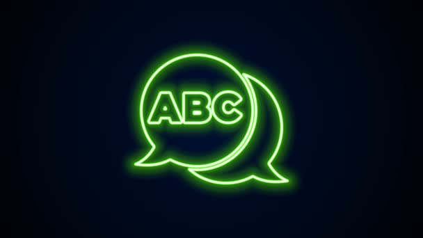 Leuchtende Leuchtschrift Alphabet Symbol isoliert auf schwarzem Hintergrund. 4K Video Motion Grafik Animation — Stockvideo