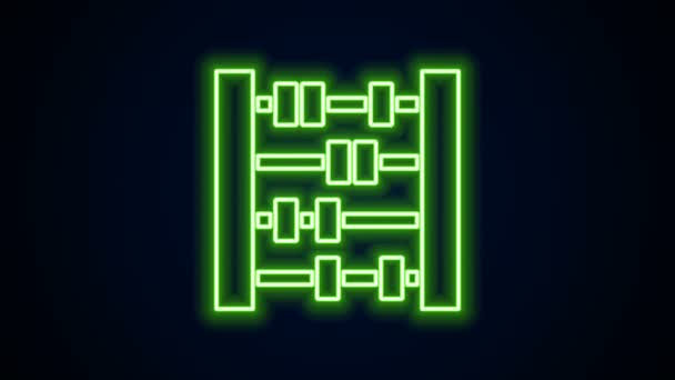 Ragyogó neon vonal Abacus ikon elszigetelt fekete háttérrel. Hagyományos számolási keret. Oktatási jel. Matematika iskola. 4K Videó mozgás grafikus animáció — Stock videók