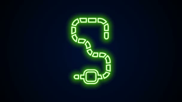 Glödande neon line mask ikon isolerad på svart bakgrund. Fiskeutrustning. 4K Video motion grafisk animation — Stockvideo