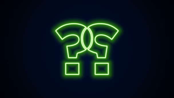 Glödande neon line Frågetecken ikon isolerad på svart bakgrund. Vanliga frågor tecken. Kopiera filer, chatta tal bubbla och diagram. 4K Video motion grafisk animation — Stockvideo