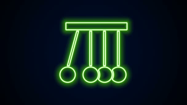 Glödande neon linje Pendulum ikon isolerad på svart bakgrund. Newtons vagga. 4K Video motion grafisk animation — Stockvideo