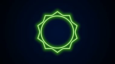 Parlayan neon çizgi simgesi siyah arkaplanda izole edildi. 4K Video hareketli grafik canlandırması