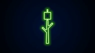 Çubuk simgesinde parlayan neon çizgisi Marshmallow siyah arkaplanda izole edilmiş. 4K Video hareketli grafik canlandırması