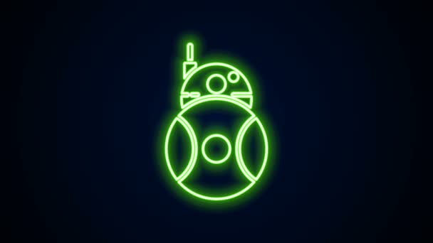 Glowing neon line Robot icon isolated on black background. 4K Video motion graphic animation — Stock Video