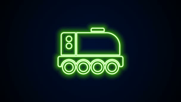 Glowing neon line Mars rover icon isolated on black background. Space rover. Moonwalker sign. Apparatus for studying planets surface. 4K Video motion graphic animation — Stock Video