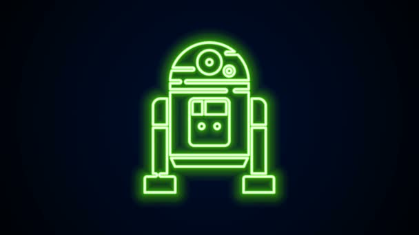 Glowing neon line Robot ikon terisolasi pada latar belakang hitam. Animasi grafis gerak Video 4K — Stok Video