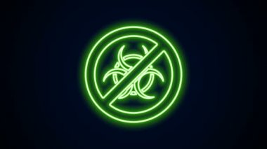 Parlayan neon hattı Dur GMO simgesi siyah arkaplanda izole edildi. Genetik olarak değiştirilmiş organizma kısaltması. DNA gıda modifikasyonu. 4K Video hareketli grafik canlandırması