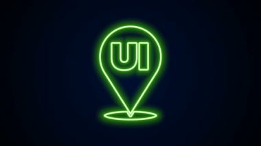 Parlayan neon çizgisi UI veya UX tasarım simgesi siyah arkaplanda izole edildi. 4K Video hareketli grafik canlandırması