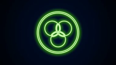 Parlayan neon hattı RGB ve CMYK renk karıştırma simgesi siyah arkaplanda izole edildi. 4K Video hareketli grafik canlandırması