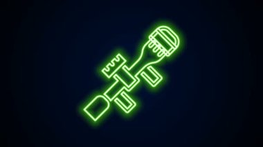 Parlayan neon hattı keskin nişancı optik görüş ikonu siyah arkaplanda izole edildi. Keskin nişancı dürbünü. 4K Video hareketli grafik canlandırması