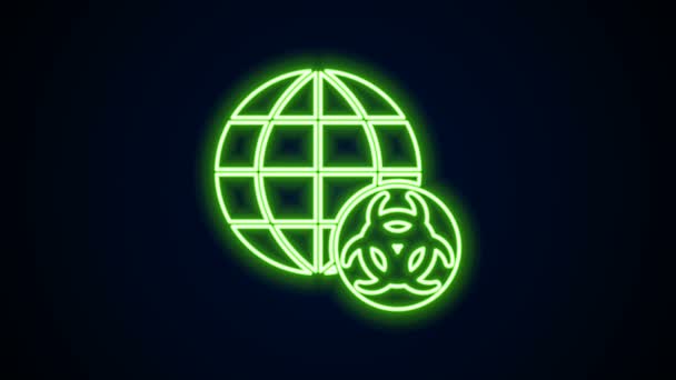 Świecąca neonowa ikona GMO odizolowana na czarnym tle. Genetycznie zmodyfikowany akronim organizmu. Modyfikacja żywności Dna. 4K Animacja graficzna ruchu wideo — Wideo stockowe